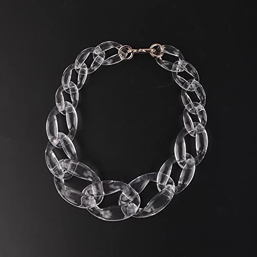 Wiwpar Acrylic Choker Necklace Statement Chunky Fashion Acrylic Necklace Colorful for Women (White)2