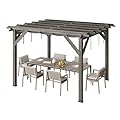 Garvee 10x12 Ft Outdoor Spruce Wood Wooden Gazebo Pergola with Canopy & Installation Kit, Quality Support Structure, Wind & Snow Resistant, Modern Outdoor Extendable Pavilion for Decks, Porches, Vines
