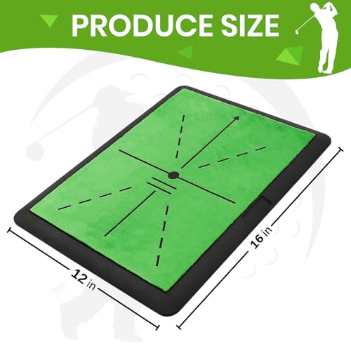 Golf Mats Practice Indoor Outdoor Path Feedback Golf Training Mat 16\"X12\" Detection Batting Extra Replaceable Golf Impact Mat Golf Accessories for Men/Women