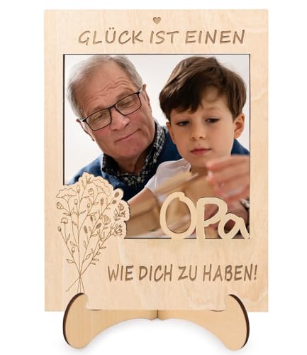 Giftota Magnetischer Holz Bilderrahmen für Opa - Geschenkideen zum Vatertag - Perfektes Foto Geschenk für Besten Opa zum Geburtstag Vatertagsgeschenk - Dankeschön Geschenk - Für die beste Familie