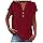 Shirt Damen, musselin Bluse Damen 2025 Frauen Sommer Tshirt Baumwolle Leinen Cap Sleeve T-Shirt Knopf V-Ausschnitt Tunika Tops Mode Baggy Solid Plain Casual Tshirts Trendy Bluse Wein XXL