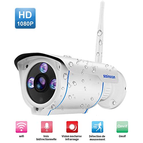 Cámara IP exterior, cámara de vigilancia exterior, cámara de seguridad WiFi inalámbrica HD 1080P, visión nocturna 25 m, impermeable IP66, audio bidireccional, detección de movimiento impermeable IP66