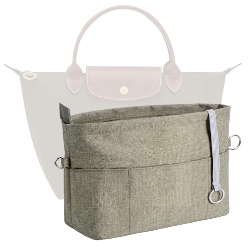 GoTiling Organizador de bolsillos para longchamp bolso le pliage l, organizador de bolsos para bolsos de mano para mujer, organizador de bolsos (marrón, mediano)