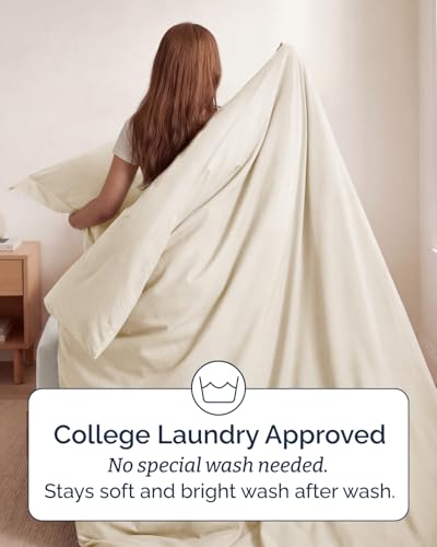 Image of Duvet Cover Twin /Twin XL Size Set - Extra Soft Twin /Twin XL Duvet Cover 68 inch x 90 inch with 1 Pillow Sham for Women, Men, Kids & Teens - Comfy, Easy-Care & Fade Free w / Zipper Closures & Ties (Off White)