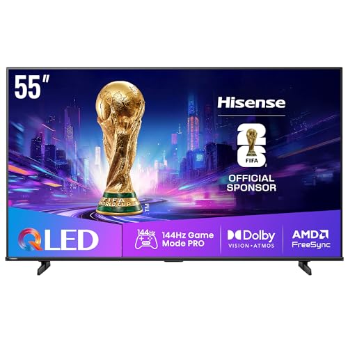 Hisense TV 55' Mini-LED 144Hz 4K 2025 55E8Q, Smart TV VIDAA U8, Dolby Vision IQ, HDR 10+ Adaptive, 144Hz Game Mode PRO, Dolby Atmos 2.1 con Subwoofer, Alexa Built-in, VIDAA Voice, lativù 4K, 55''