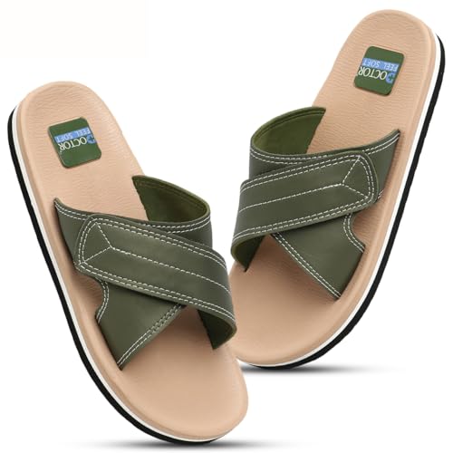 Image of Men's Comfort Slippers with Cross Strap Design | Cushioned Footbed & Shock Absorbing Sole | Lightweight Everyday Wear Slippers for Home, Office & Casual Use