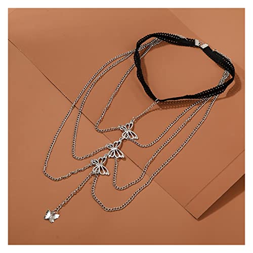 Frauen Schleife Beinketten Frauen Körperschmuck Strand Stil Damen Silber Metall Mehrschichtige Oberschenkelketten (Metal Color : BT247-1, Size : One Size)
