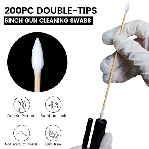 Gun Cleaning Supplies Case, 600PCS Gun Cleaning Patches and 200PCS Gun Cleaning Swabs - 6\'\' Double Ended Long Cotton Swabs Lint Free, 2\'\' Highly Absorbent Gun Cleaning Cloth for Precision Gun Cleaning - Thumbnail 3