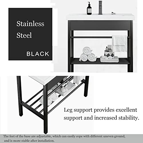 Lavabo de cerámica con estante de almacenamiento rectangular 5
