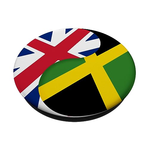 British Jamaican Flag United Kingdom UK England Jamaica Flag PopSockets Swappable PopGrip, Black - Image 2