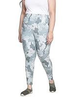 AMYDUS Plus Size Women Printed Tummy Tucker Jeggings | High-Waist | Stretchable | Skinny Fit | Wide Waistband | Cloud Soft Fabric | Tummy Shaper Pants for Women - L to 9 XL Olive Green