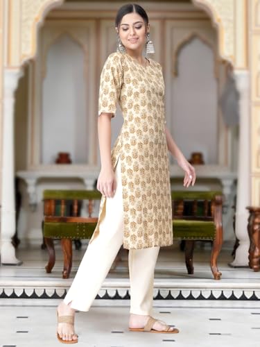 Image of Tee Projekt Versatile Crepe Kurti & Pant Set for Women Printed Kurta Set