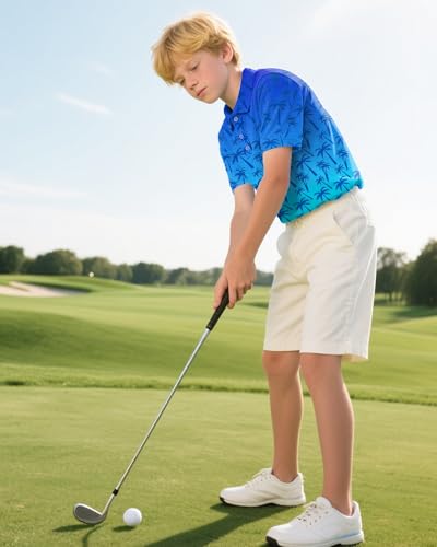 Image of Boys Polo Shirt Golf Short Sleeve Performance Dry Fit Stretch School Uniform Shirts for Boys 7-14 Years
