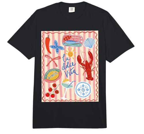 Italian Summer Limoncello Seafood Retro Coastal Vibes Women Comfort Colors Adult Heavyweight T-Shirt