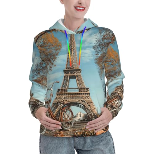 Sweat à capuche Tour Eiffel chaud contre le froid d'automne avec poche kangourou
