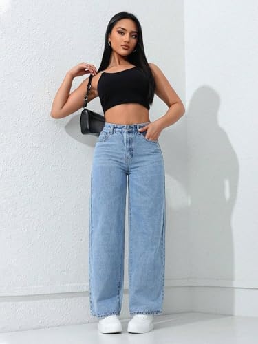 Image of TAGAS Women's High Waisted Wide Leg Jeans - Baggy Denim Pants, Loose Fit Casual Straight Leg Pant for Girls & Womens