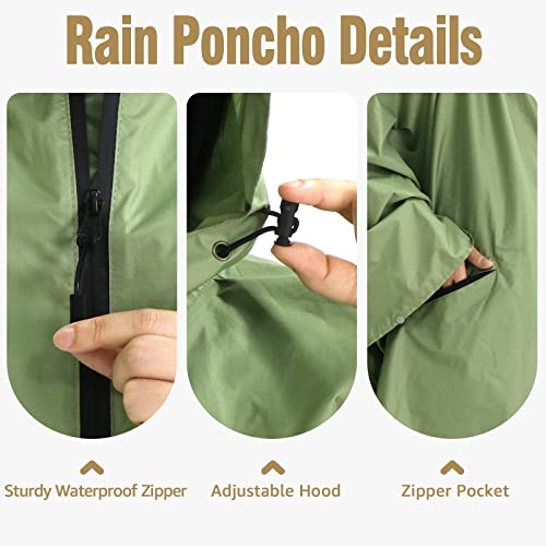 ANYOO Waterproof Rain Poncho Lightweight Reusable Hiking Hooded Coat Jacket for Outdoor Activities - Image 5