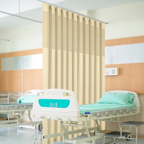 Phating Flame Retardant Hospital Curtains Room Divider, Cubicle Curtains Divider Privacy Curtains for Hospital, Clinic, Lab(1 Panel, 5x8FT,Beige)