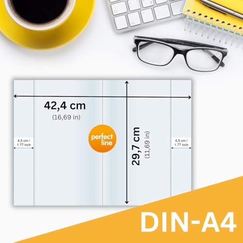 perfect line 25 Hefthüllen DIN-A4, 5 Farben, Heftumschlag transparent genarbt, Heftschoner aus recyclebarem PP, dokumentenecht – Ansicht 2