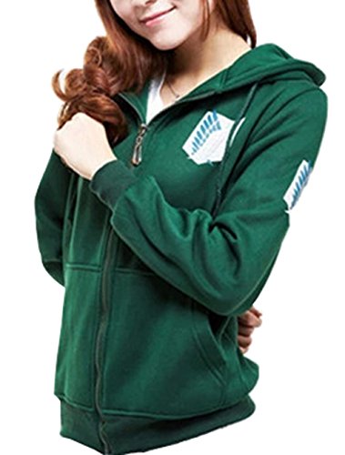 Eva's Eye Attack on Titan Shingeki No Kyojin the Survey Corps Eren Cosplay Hoodie Blouse Green Small