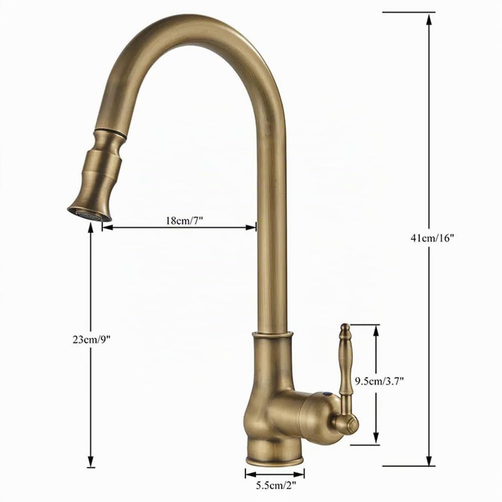 Wasserhahn Küche - Küchenarmatur Mit Brause Ausziehbar, Retro Antik Stil Messing Einhebel 360° Schwenkbar Spültischarmatur Mischbatterie, Hoher Auslauf Armatur Küche, Schwarz