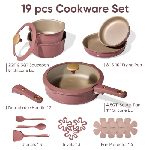 25% Off CAROTE Nonstick Cookware Set with Detachable Handle - Image 3