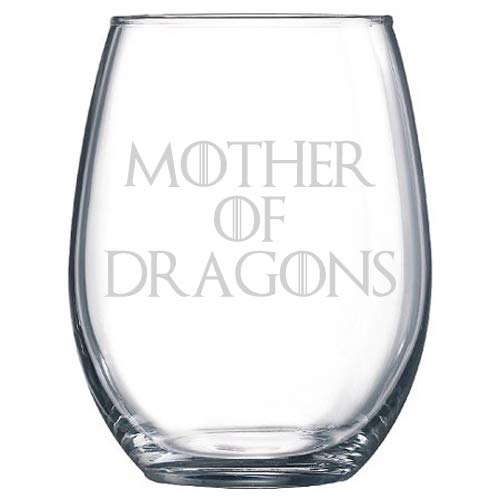 Mother of Dragons Etched Stemless Wine Glasses, Wine Glass