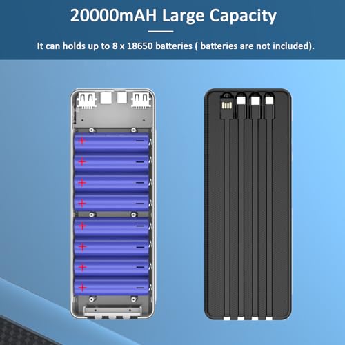 Caja 10x18650 Power 5V-2.1A con salida Micro Tipo C y cables para banco DIY 5