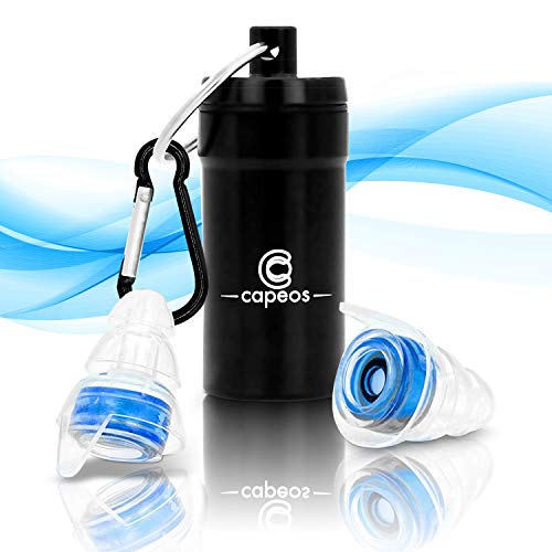 Preisvergleich Produktbild Capeos Ohrstöpsel [2x] Ohrenstöpsel - Gehörschutz Ohrstöpsel Zum Schlafen in Metalldose mit Karabiner - inklusive Aufbewahrungsbox - Bürste zur Reinigung