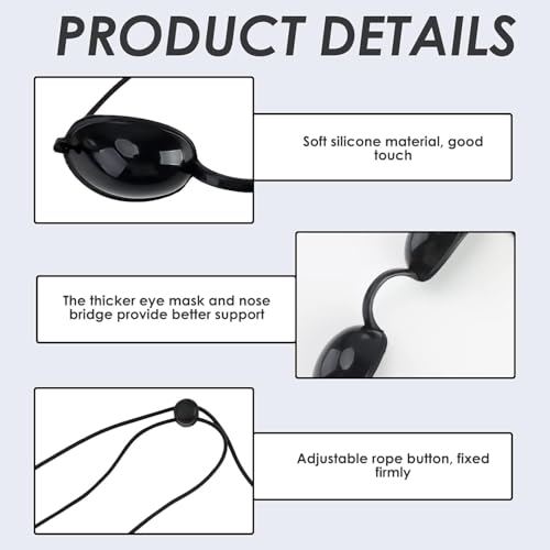 Image of IPL and ND-Yag Laser Light Protective Eyepatch Googles Silicone Soft Durable Comfortable, LED Light Shielding Eye Lap Black Safety for UV IPL Infrared LED Light Therapy (Pack of 6)