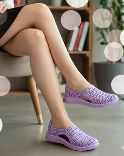 Image of Women's Hollow-Out Slip-On Sandals, Waterproof, Breathable Cutout Design, Casual Flat Shoes