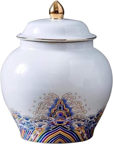 Porcelanowy słoik na imbir, ceramiczne pudełko na herbatę z pokrywką, luźne pudełko do przechowywania herbaty, pudełko na herbatę (kolor: Biały)
