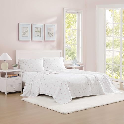 Image of Poppy & Fritz - Full Size Sheet Set, 100% Long-Staple Percale Cotton Bedding, Crisp & Cool, Deep Pockets, Bed Sheets with Matching Fitted Sheet & Pillowcases (Sweet Heart Pink)
