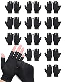Framad 12 Pairs Black Cotton Fingerless Gloves Moisturizing Night, Uv Sun Protection Gloves for Driving