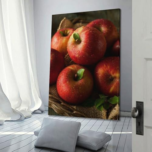 Décoration murale pomme rouge 40x60cm tableau moderne suspendre