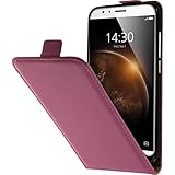 PhoneNatic Kunst-Lederhülle kompatibel mit Huawei G8 - Flip-Hülle pink + 2 Schutzfolien