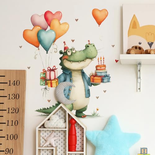 Vinilo decorativo cumpleaños cocodrilo con globos corazón miniatura 5