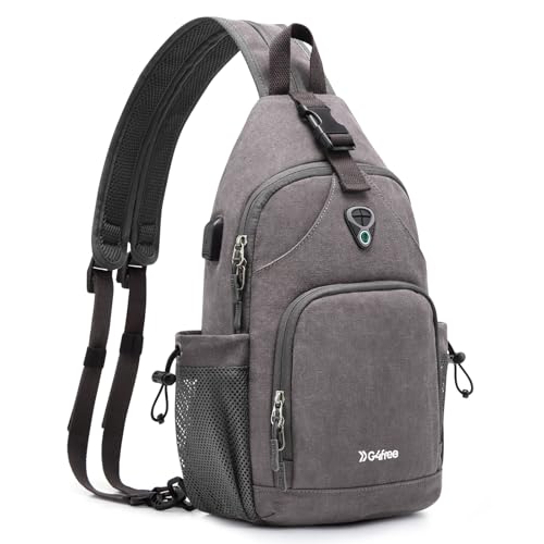 G4Free Canvas Sling Bag Brusttasche Schultertasche Herren Damen für Reise Wandern Laufen Klettern