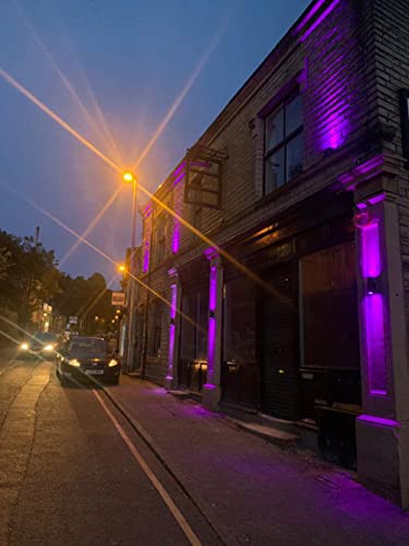 Modern Up And Down Lights Outdoor Wall Sconce, Remote Control Rgb Color Changing Rgb+Cct Outdoor Wall Light For House And Garage, Exterior Light Fixture Cylinder Wall Mount With Smart Bulb (2 Pack) #TOP5