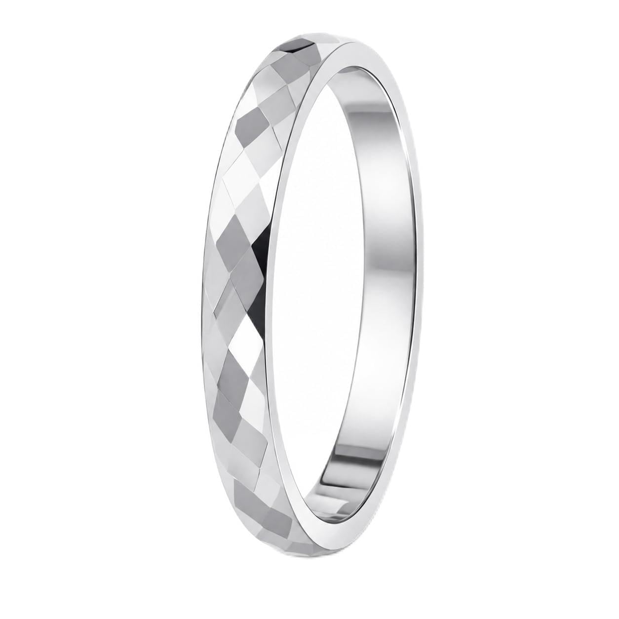 083BASE ステンレスリング 3mm 指輪 レディース メンズ ピンキーリング 菱形カット シンプルリング 重ね付け 細身リング ファッションアクセサリー サイズ18号