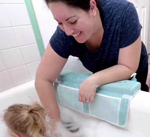 Image of Bath Kneeler & Elbow Rest-Thick, Non-Slip 1-Piece Pads Protect Elbows and Knees, Mesh Pockets. Quick-Dry, Easy to Clean. Perfect for Bathing Babies and Pets (Cool Mint)