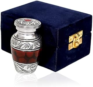 hlc Lovely Small Keepsake Urn Qnty 1 - Keepsake Urn for Human Ashes with 1 Velvet Box Bag-Mini Keepsake Urn -Red Brass Mini Memorial Affordable Keepsake Urn (3 cu.in)