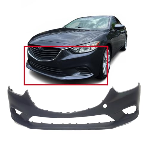 Image of Compatible with Mazda 6 2014-2016 Front Bumper Cover | Primed, Without Parking Sensor Holes, Ready to Paint, OEM GHP950031CBB, MA1000238