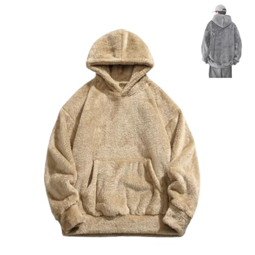 Qozys Fluffy Hoodie with Pockets,Unisex Winter Warm Fashion Pullover Hoodies, Cozy Fluffy Hoodie,Winter Hoodie