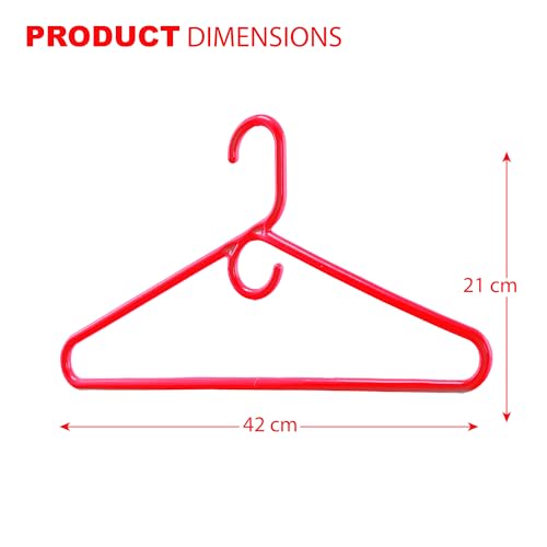 Image of Kuber Industries Pack of 12 Multipurpose Cloth Hangers for Wardrobe | Plastic Hangers for Clothes, Shirt, Saree, Bra, Pant, Shawl & Cap | Hangers for Cloth | American Style | Red & White