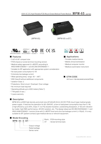 Module MPM-65 convertisseur CA-CC 65W bloc alimentation 24V MPM-65-24ST - 3