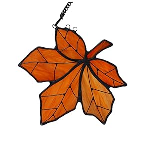 HAOSUM Ahornblatt Buntglas-Sonnenfänger Orange