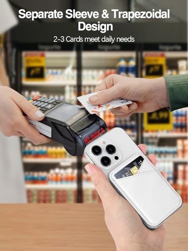 Image of Miroddi for MagSafe Wallet, Leather Magnetic Card Holder for iPhone 16 /15 /14 /13 /12 Series, 0.12 inch Invisible Ultra-Thin Magnetic Phone Wallet, 2 Independent Card Slot, RFID Blocking, Carbon Fiber White
