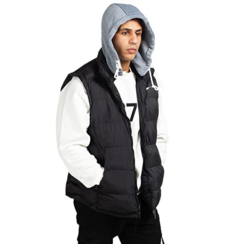Corbuyit Vest For Men With Hood - Men's Outerwear Puffer Vests - Black Sport Lightweight Fashion Winter Outdoor Travel Warm Waterproof Zipper Sleeveless Jacket With Pockets M #TOP4