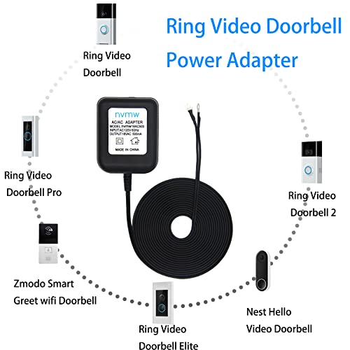 Doorbell Transformer, 18V / 500Ma Power Supply Adapter Compatible With Nest Hello Video Doorbell, Arlo And Eufy Doorbell Ring, Skybell, Nest, Vivint, Door Bell Transformers With 10.8Ft/3.3M Cable #TOP2
